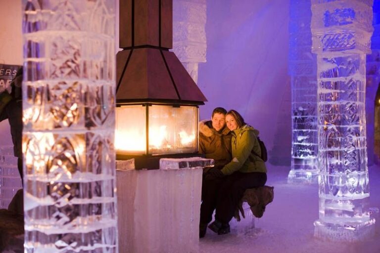 a 5‑star ice hotel experience, complete with complimentary champagne waiting when you arrive.